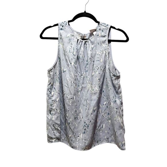 A New Day Sleeveless Shell Blouse Crew Neck Blue Green Tan Abstract Tank Top M - Picture 1 of 6